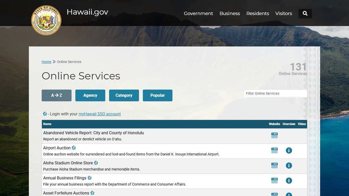 Hawaii.gov | Online Services